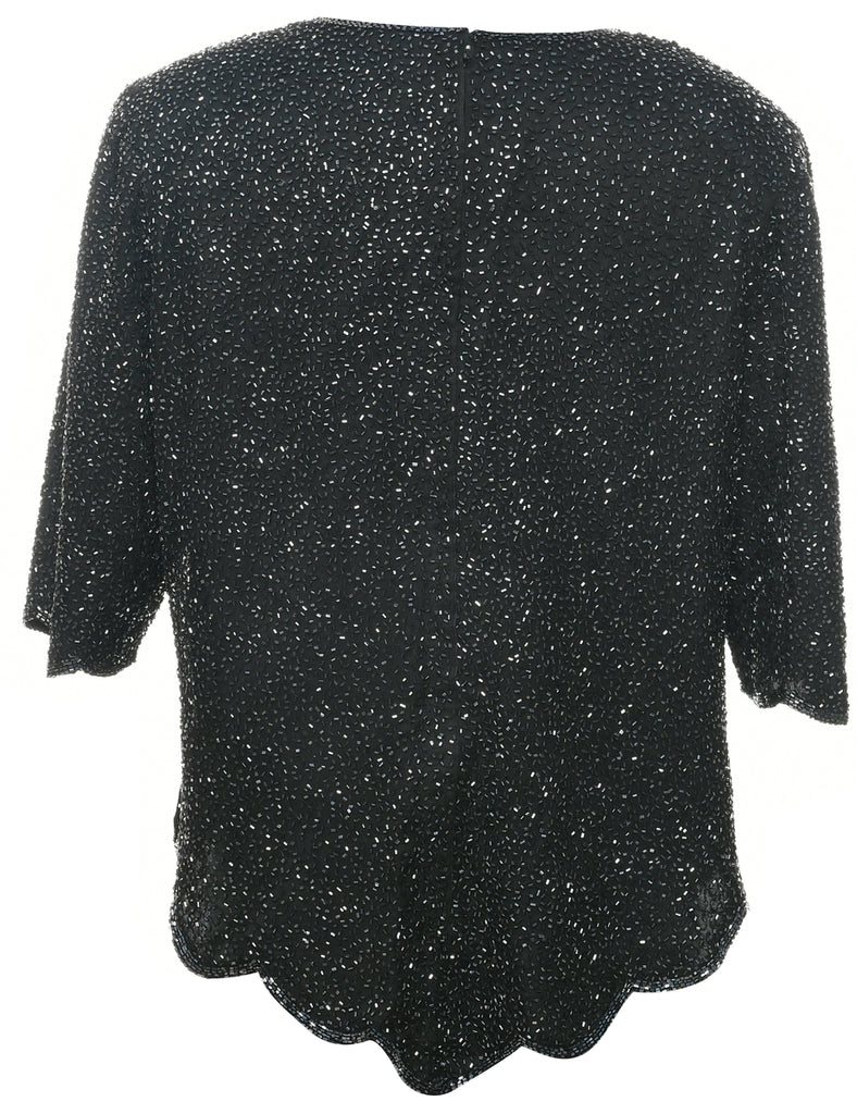 Silk Beaded Evening Top - L