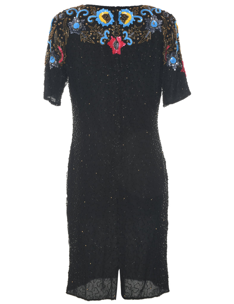 Silk Black Party Dress - XL