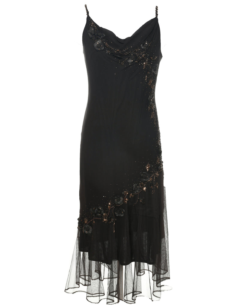 Silk Dark Brown Party Dress - S