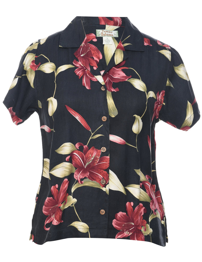 Silk Floral Hawaiian Shirt - S