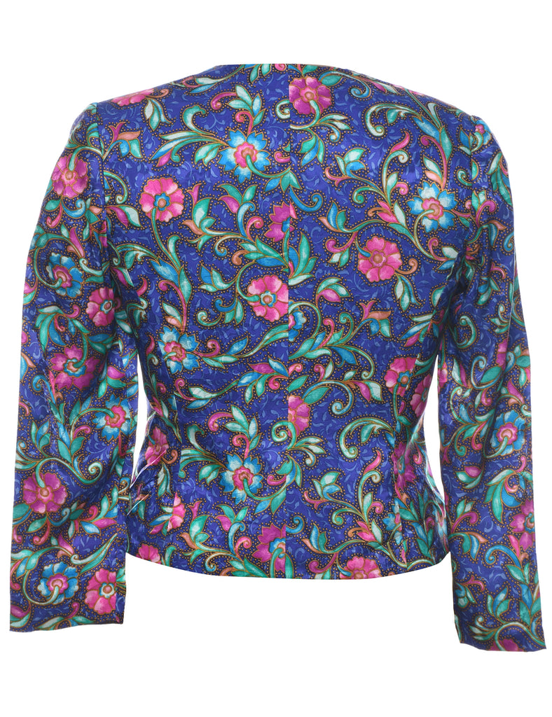 Silk Floral Pattern Jacket - M