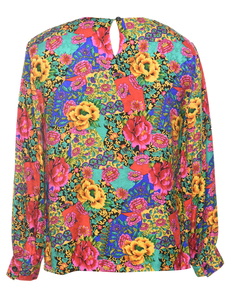 Silk Floral Printed Top - L