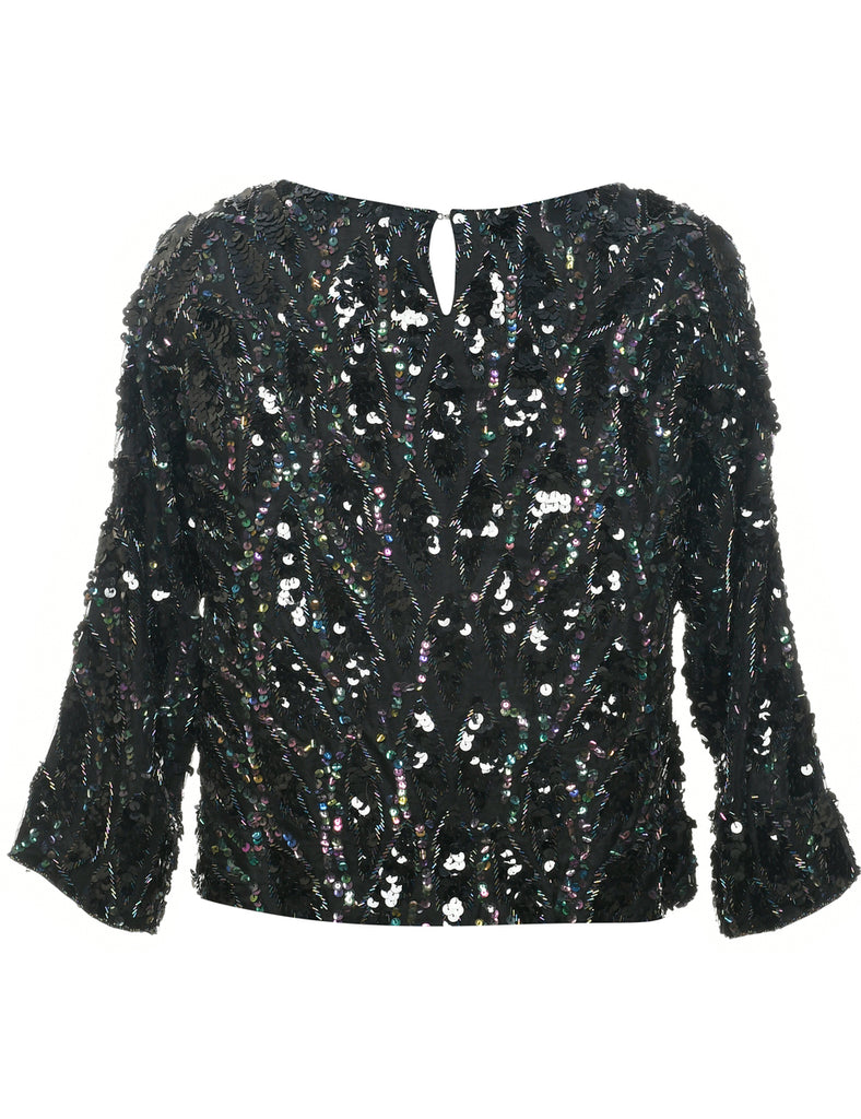 Silk Jordan Sequined Evening Top - M