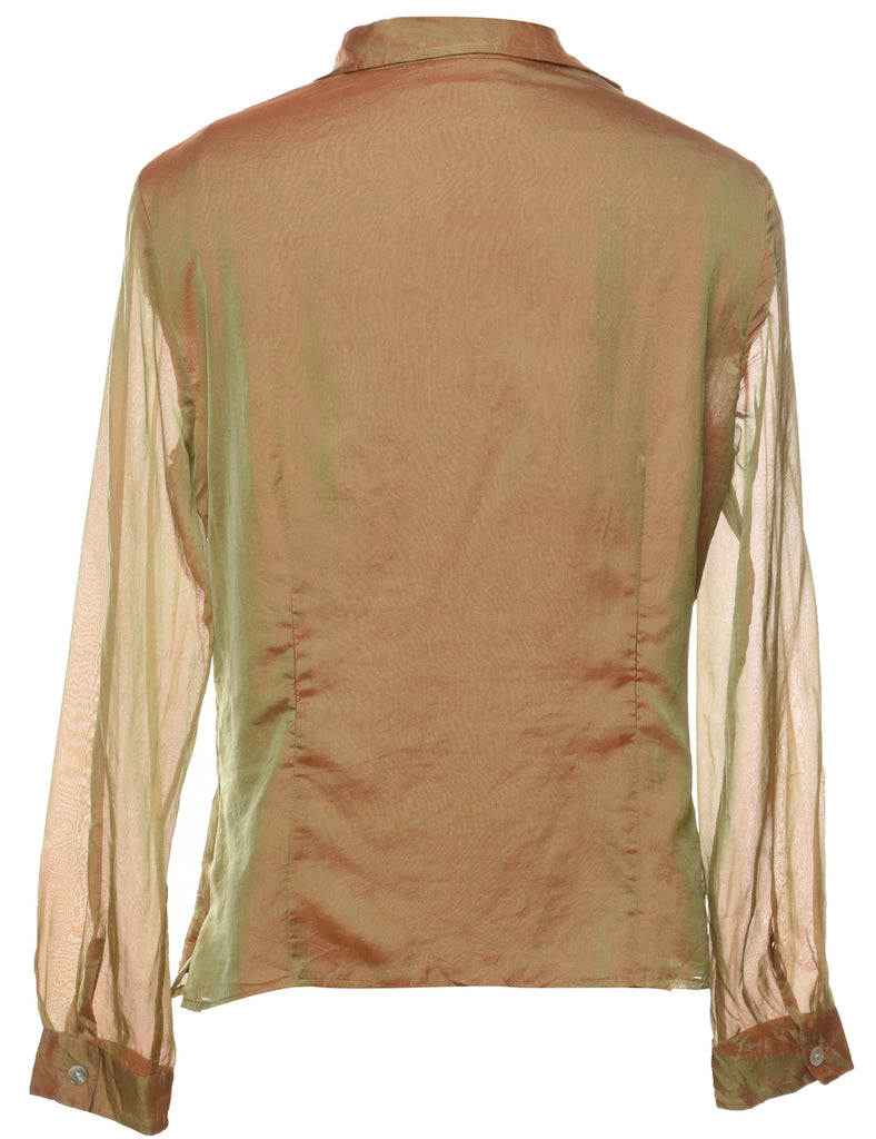 Silk Olive Green Evening Top - L