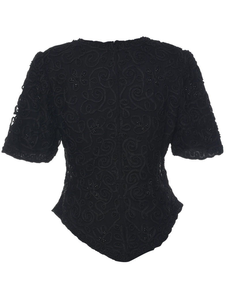 Silk Patterned Evening Top - L