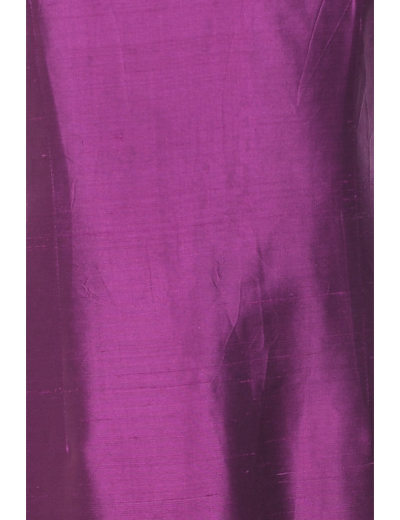 Silk Purple Metallic Evening Dress - M