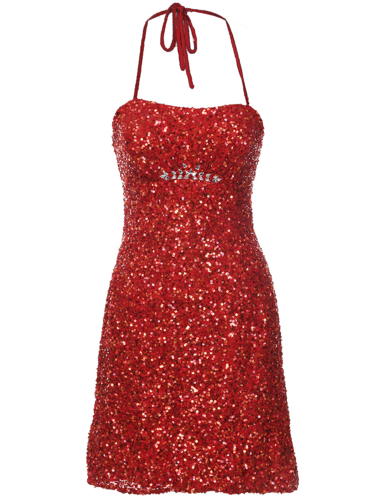 Silk Red Party Dress - XS