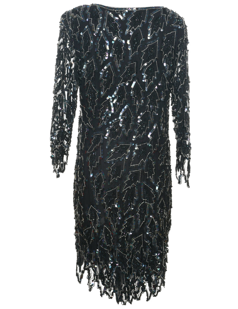 Silk Sequined Party Dress - M