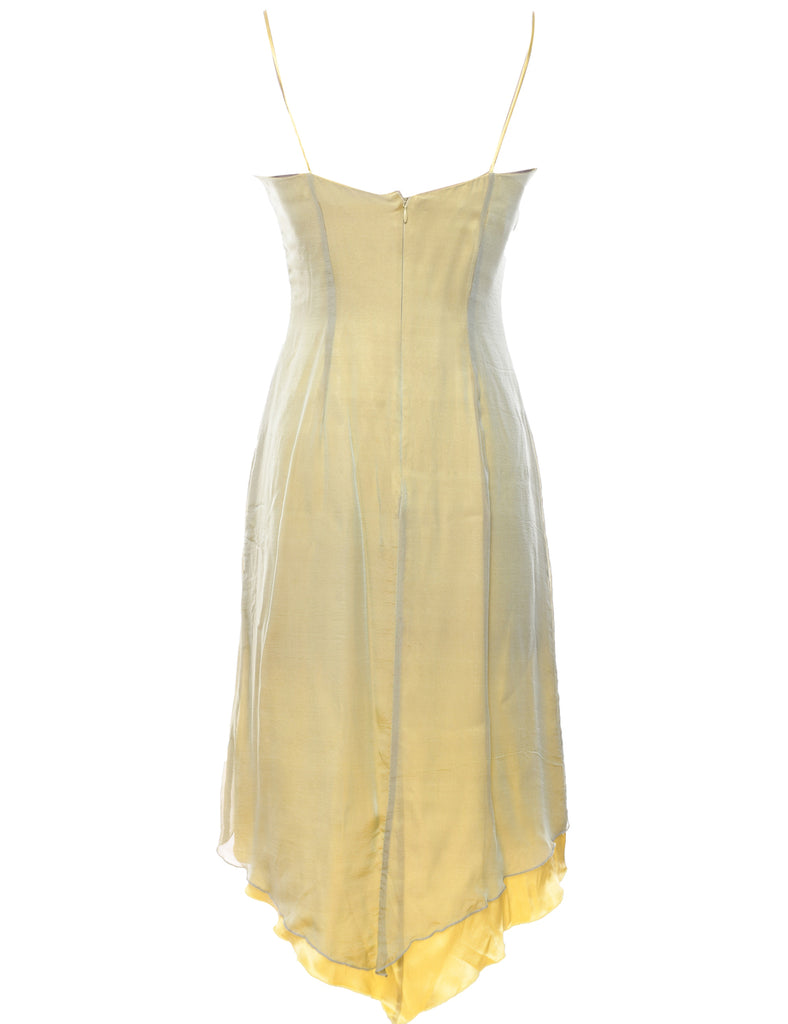 Silk Y2K Yellow Strappy Evening Dress - M