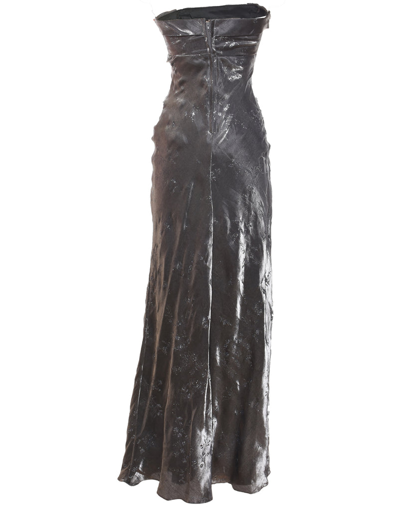 Silver Metallic Strapless Dress  - M