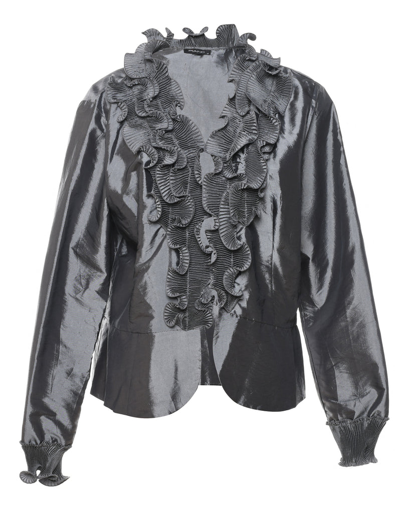 Silver Ruffled Evening Jacket - L