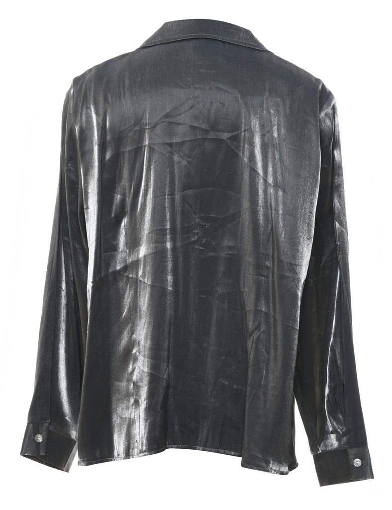 Silver Shiny Revere Front Shirt - XL