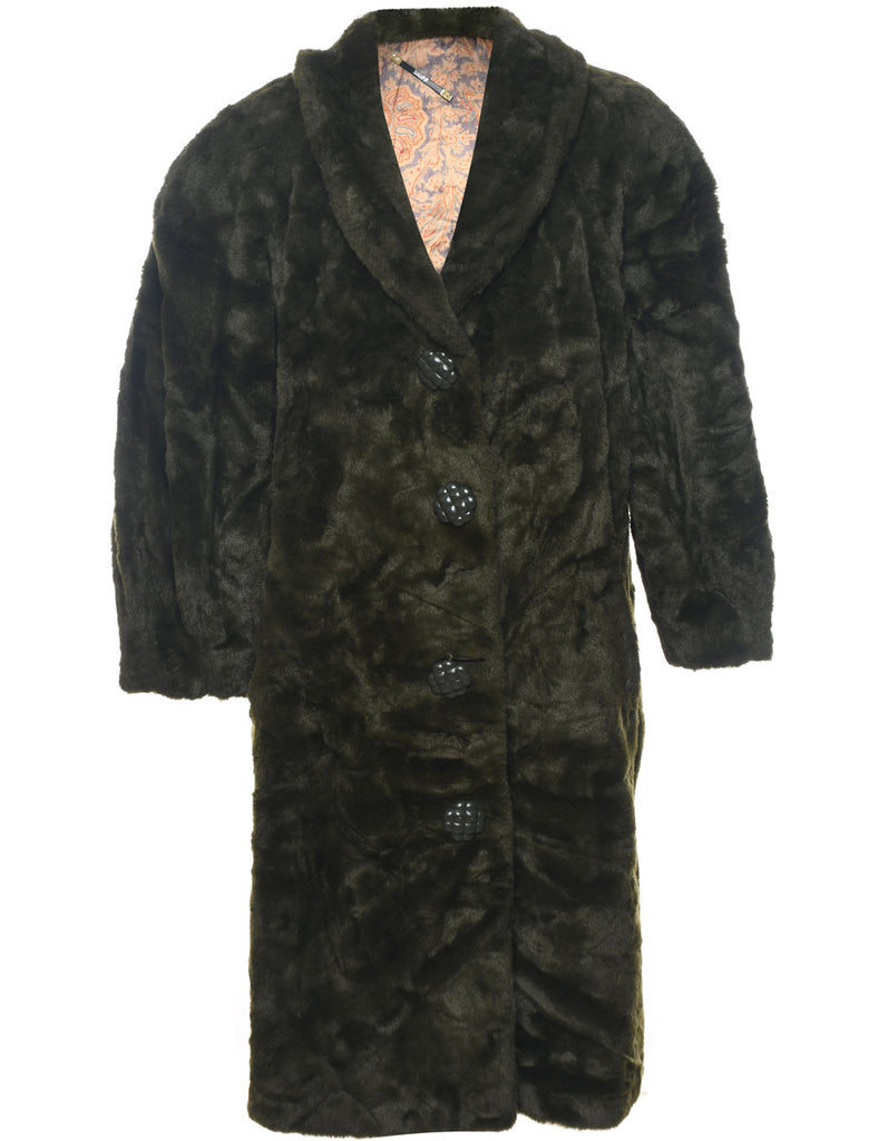 Single Breasted Faux Fur Coat - XL