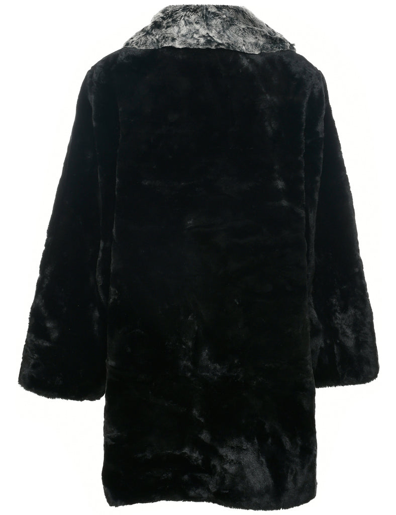 Single Breasted Faux Fur Coat - S