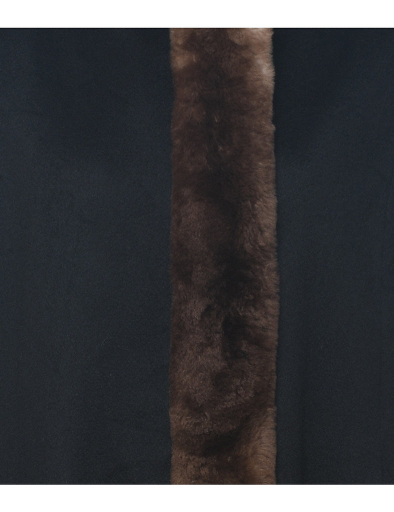 Single Breasted Fur Collar Coat - M