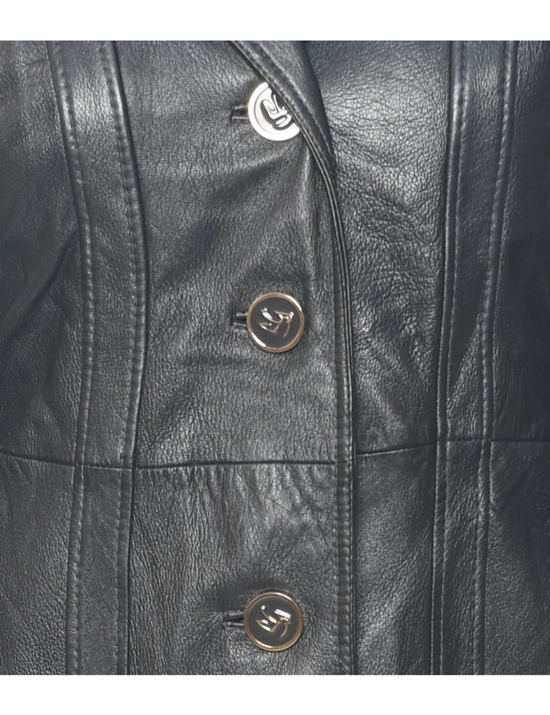 Single Breasted Leather Jacket - M