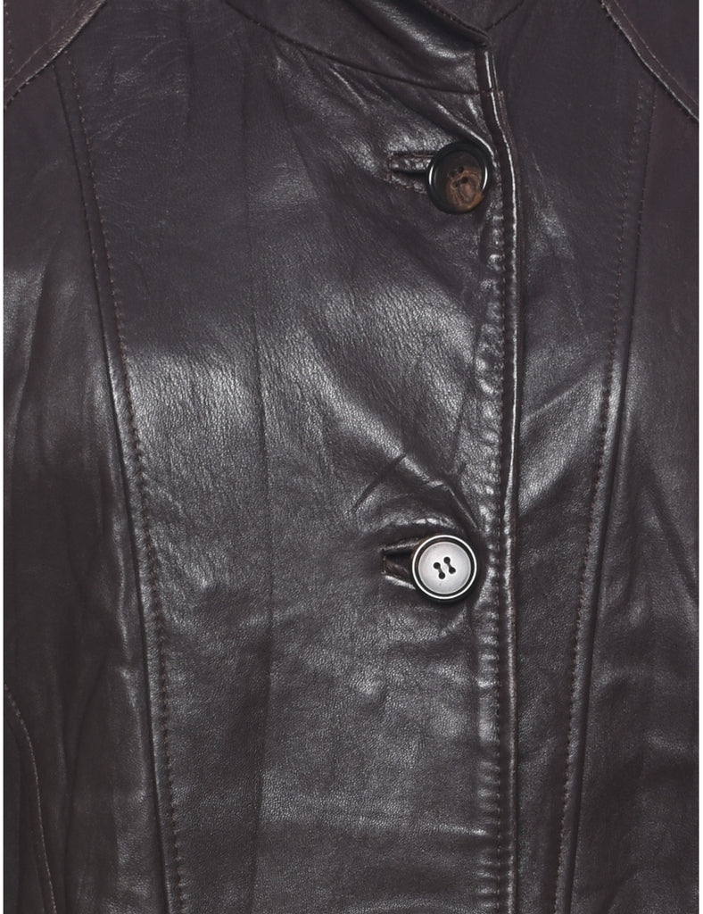 Single Breasted Leather Jacket - S