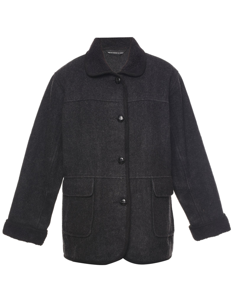 Single Breasted Wool Coat - M