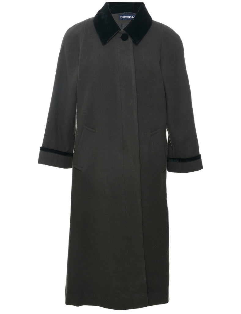 Single Breasted Wool Coat - L