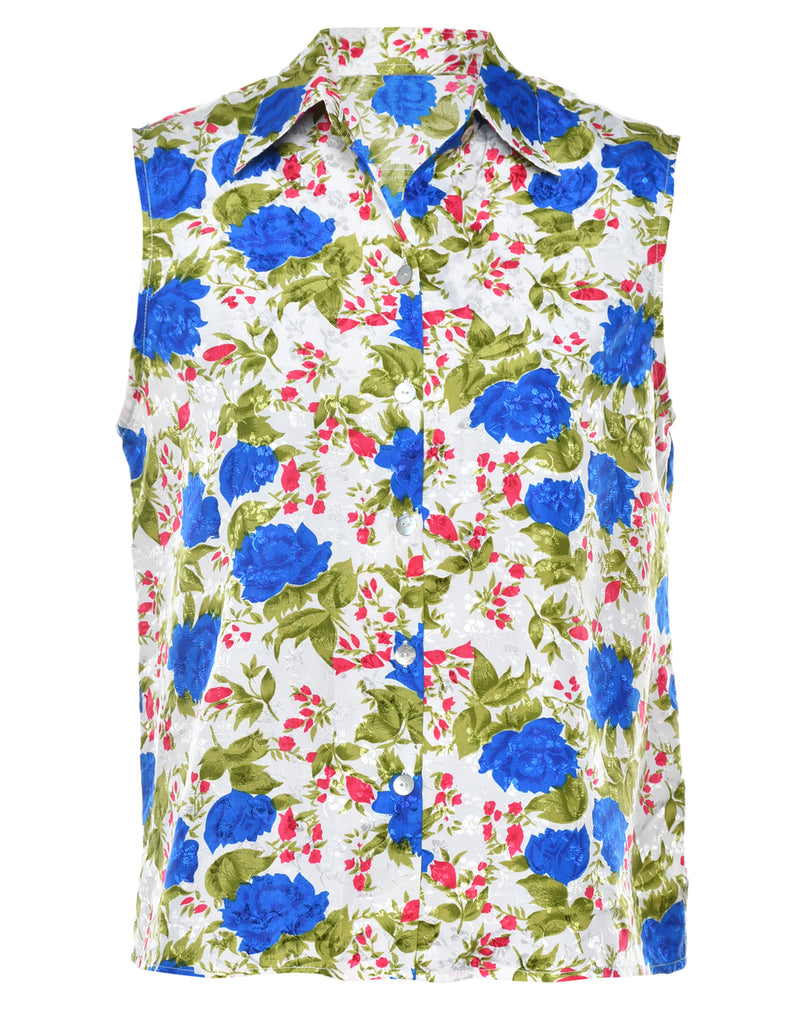 Sleeveless Floral Blouse - M