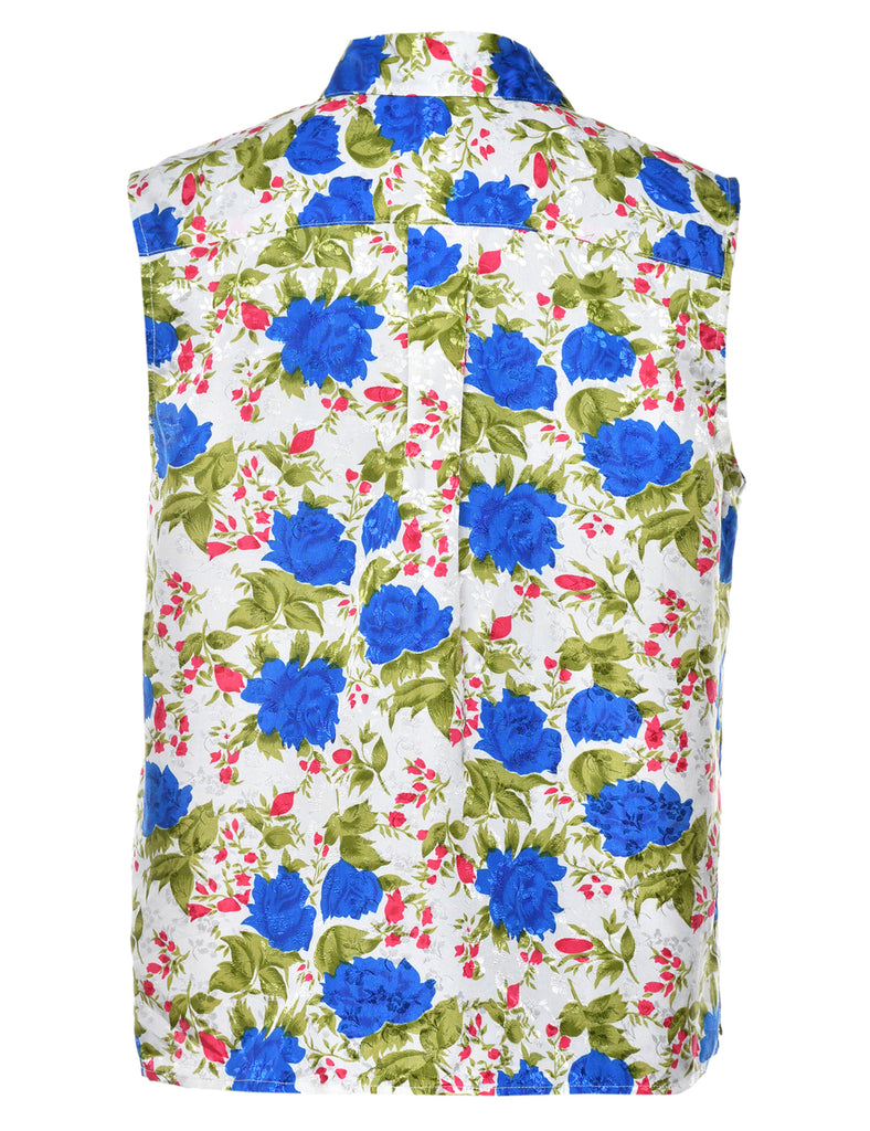 Sleeveless Floral Blouse - M