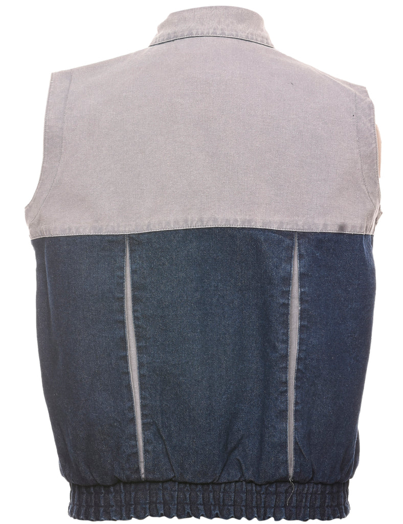 Sleeveless Paneled Denim Jacket - M