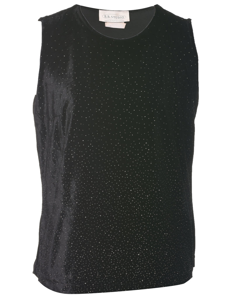 Sleeveless Velvet Fabric Evening Top - M