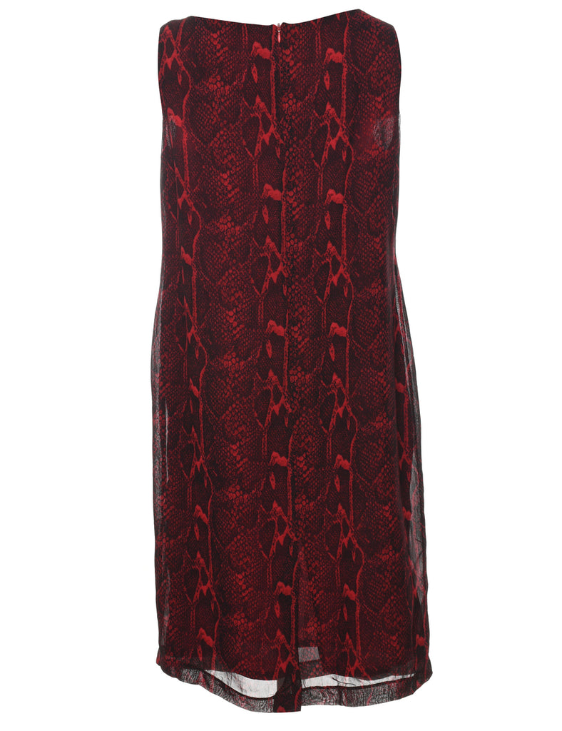 Snakeskin Finish Black & Red Sleeveless Dress - L