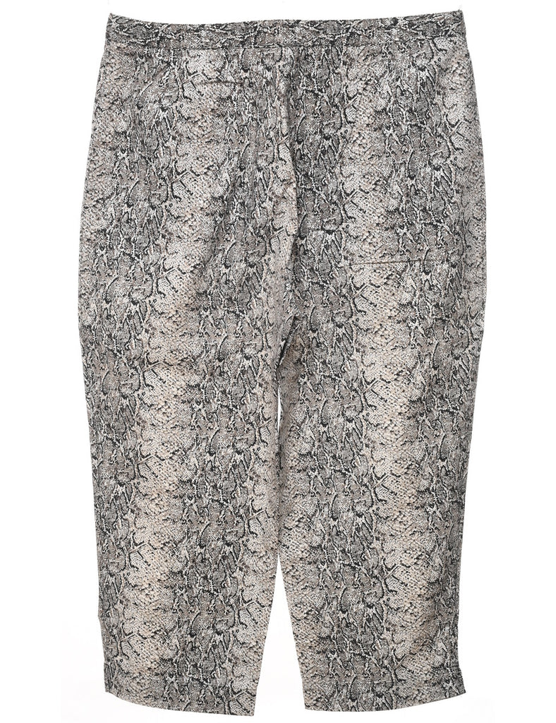 Snakeskin Pattern Black & Grey Cropped Trousers - W33 L22