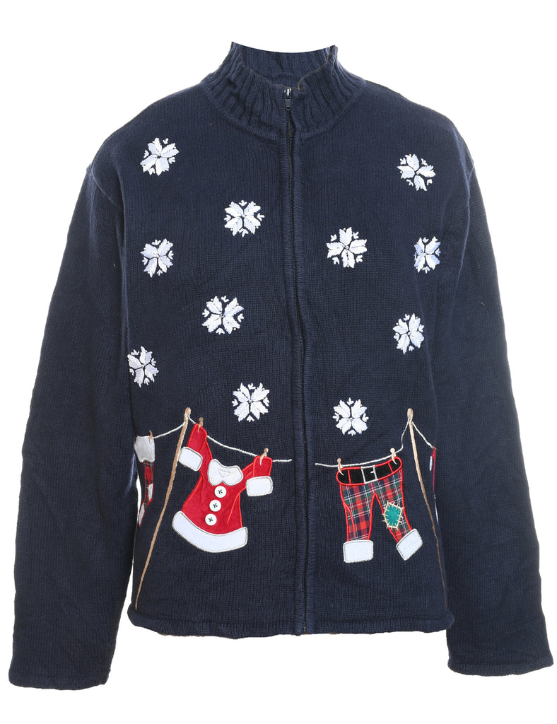 Snowfall Design Christmas Cardigan - L