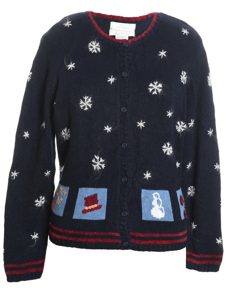 Snowfall Design Christmas Cardigan - M