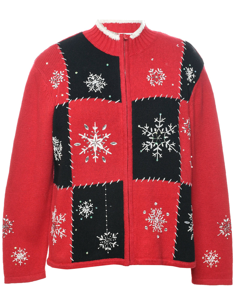 Snowfall Design Christmas Cardigan - S