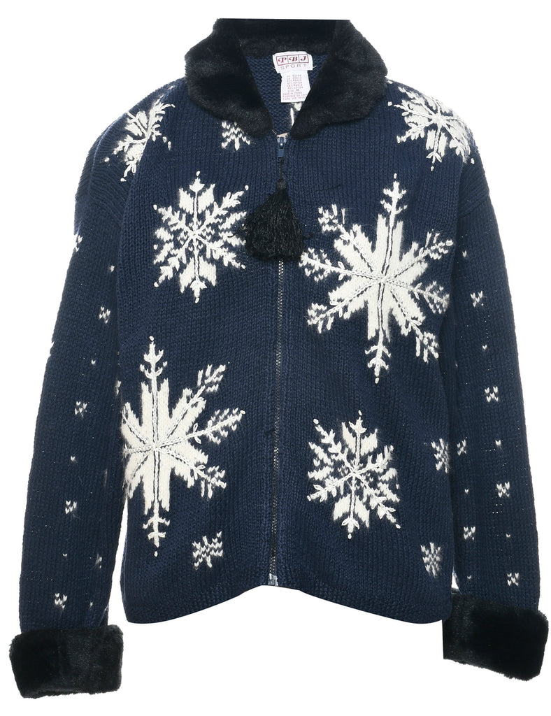 Snowfall Design Christmas Cardigan - M