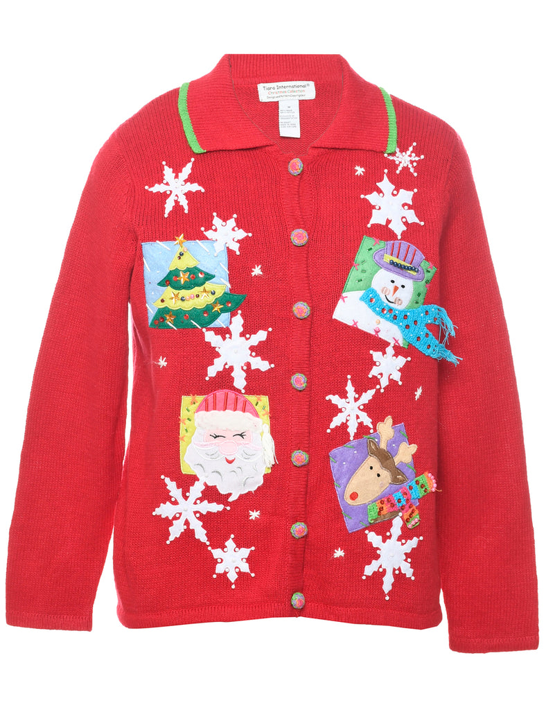 Snowfall Design Christmas Cardigan - M