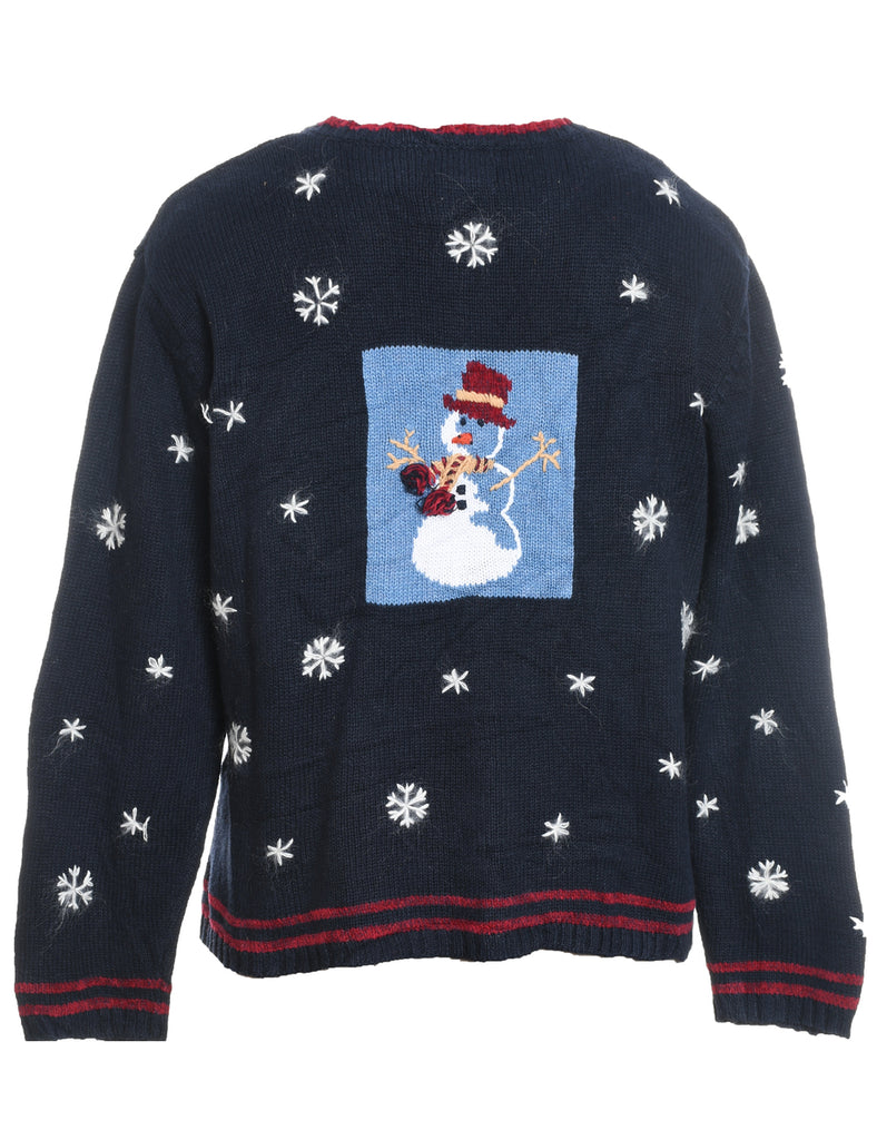 Snowfall Design Christmas Cardigan - L