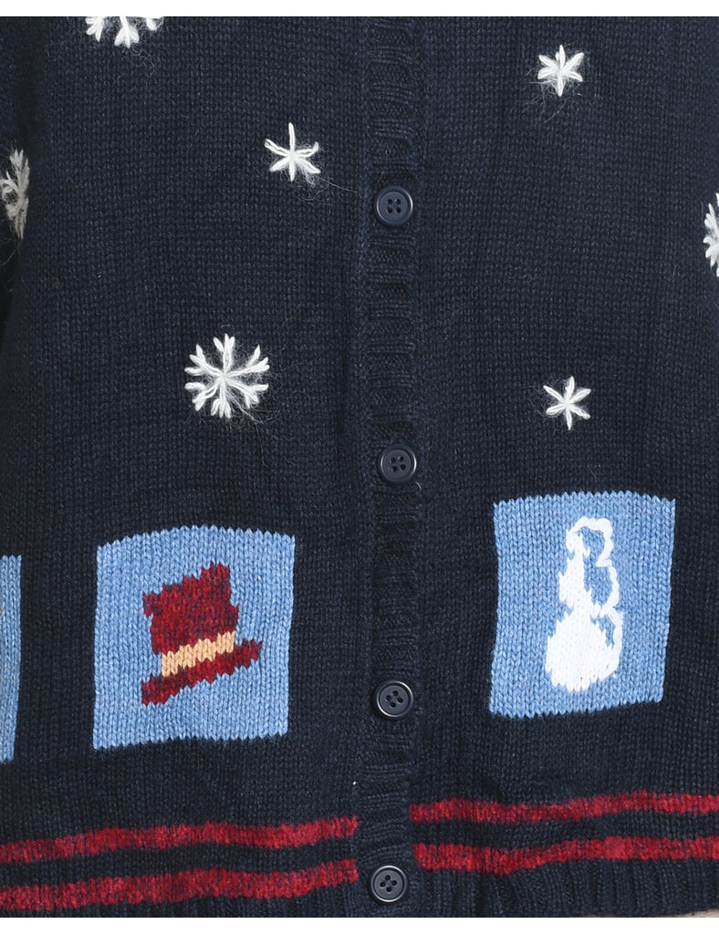 Snowfall Design Christmas Cardigan - L