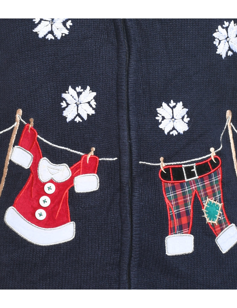 Snowfall Design Christmas Cardigan - L