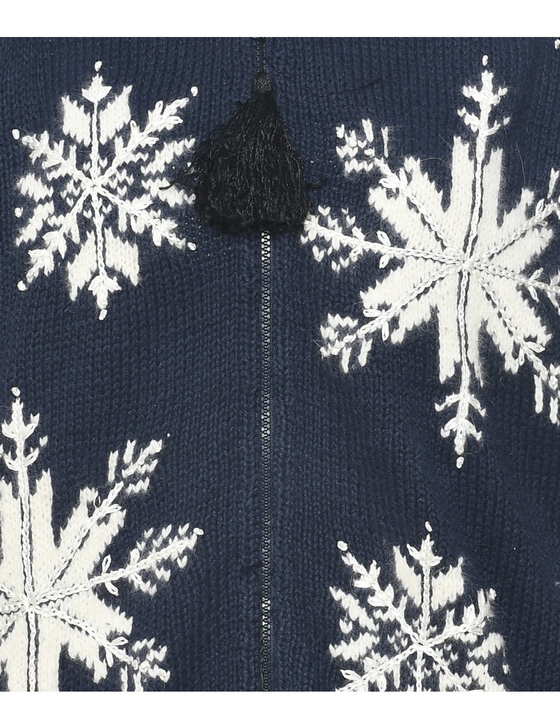 Snowfall Design Christmas Cardigan - M