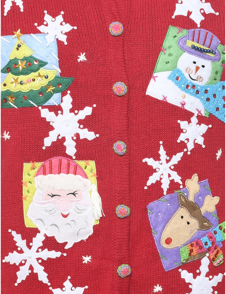 Snowfall Design Christmas Cardigan - M