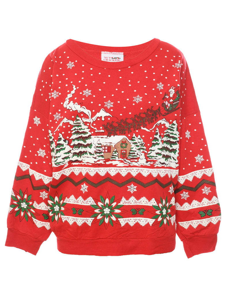 Snowfall Design Christmas Sweatshirt - L