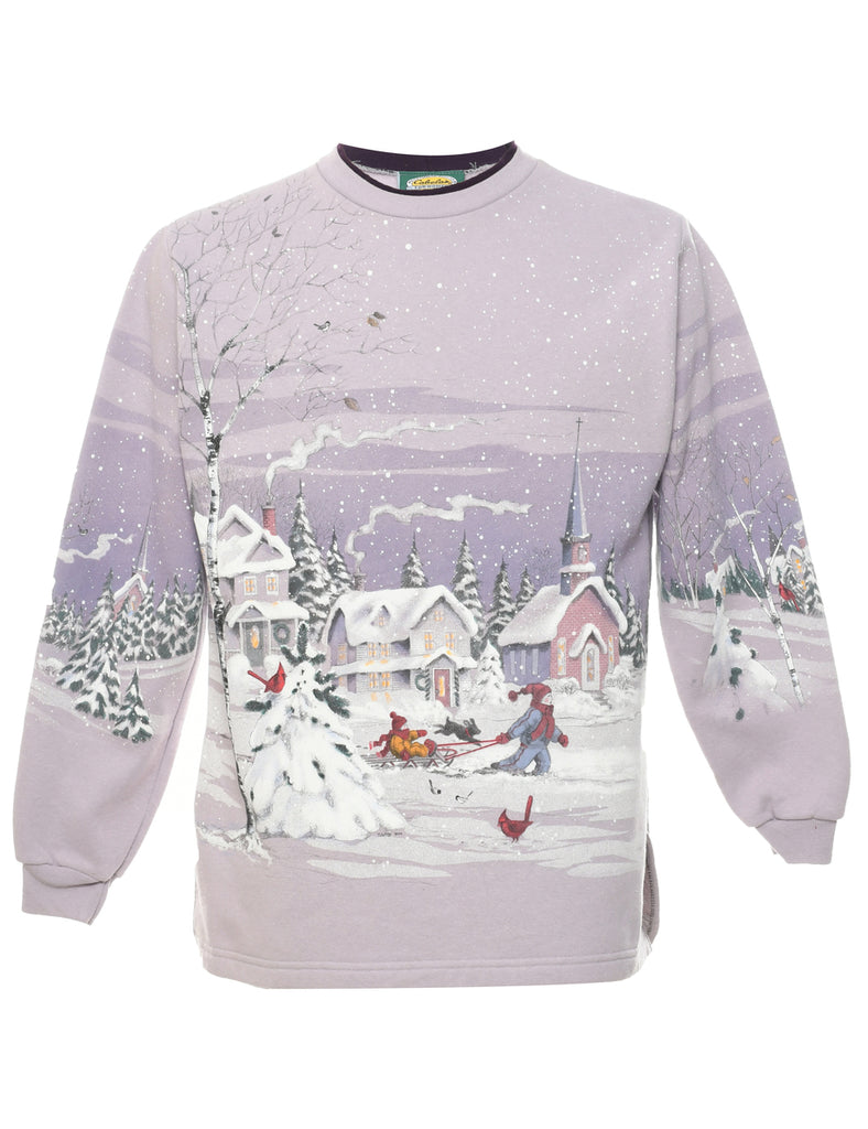 Snowfall Design Christmas Sweatshirt - M