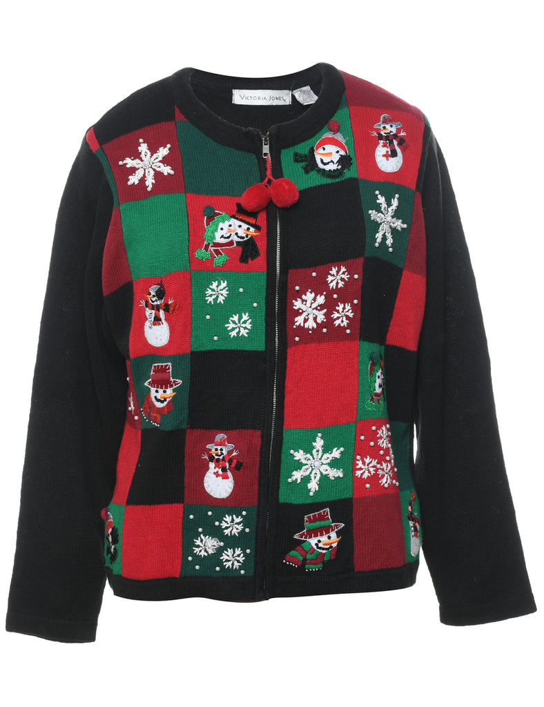 Snowman Christmas Cardigan - L