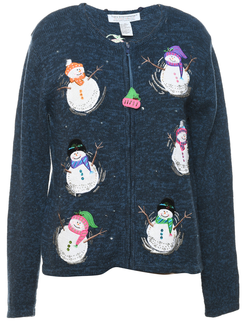 Snowman Christmas Cardigan - M