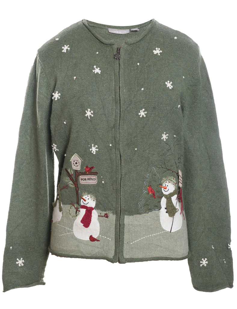 Snowman Christmas Cardigan - M