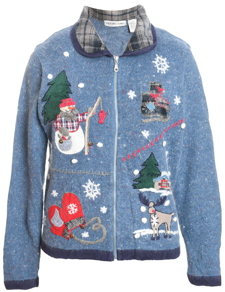 Snowman Christmas Cardigan - M