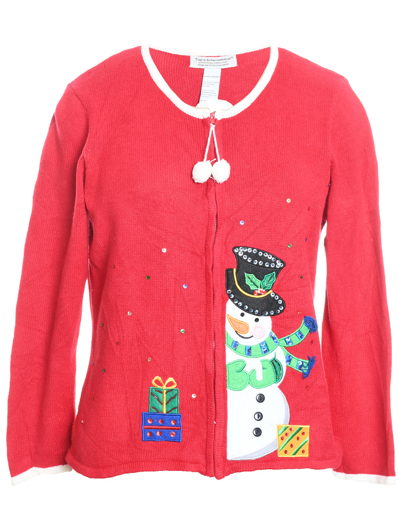 Snowman Christmas Cardigan - L