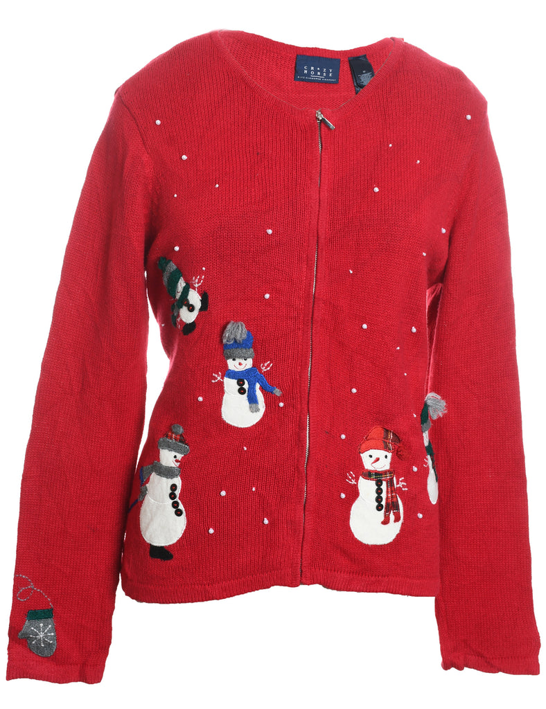 Snowman Christmas Cardigan - M