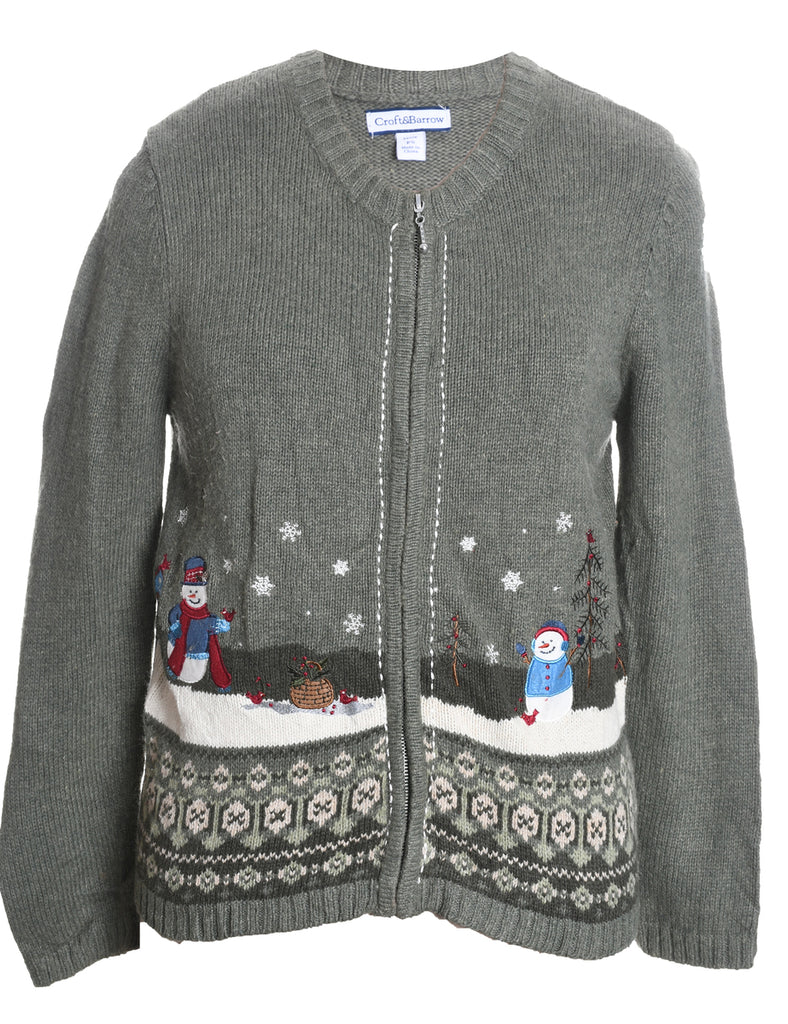 Snowman Christmas Cardigan - S