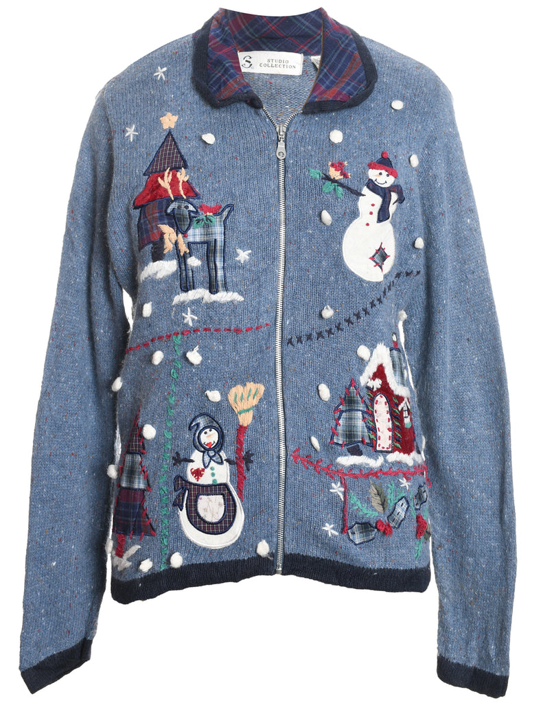 Snowman Christmas Cardigan - M