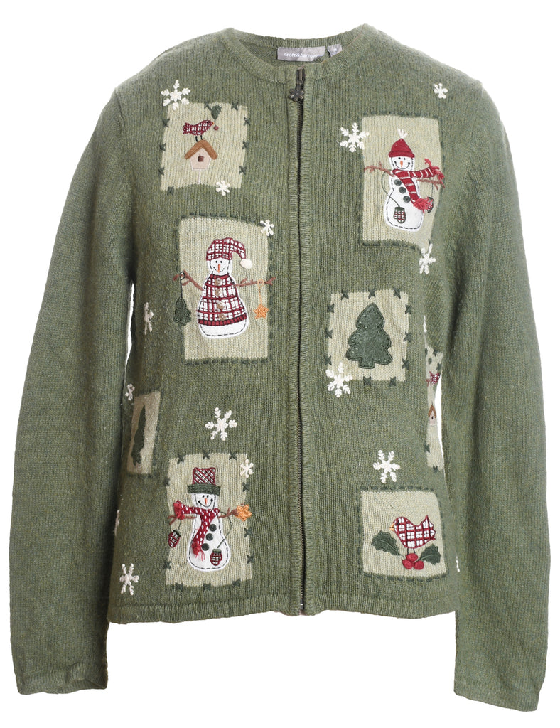 Snowman Christmas Cardigan - M